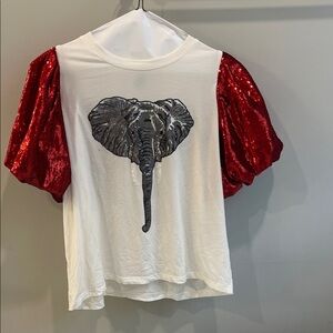 Queen of Sparkles Sequin Sleeve and Elephant Top Size Large